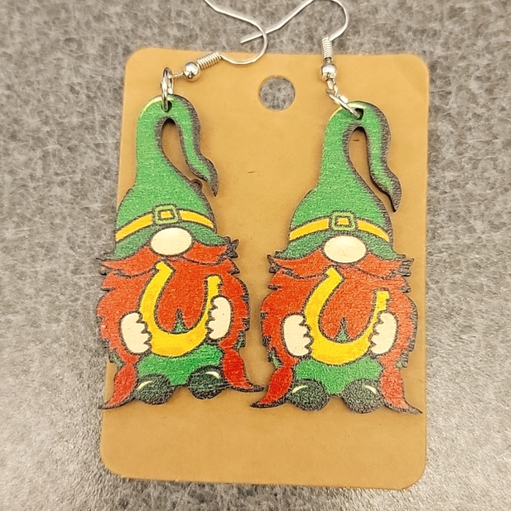 Gnome St Patrick's Day Dangle Earrings